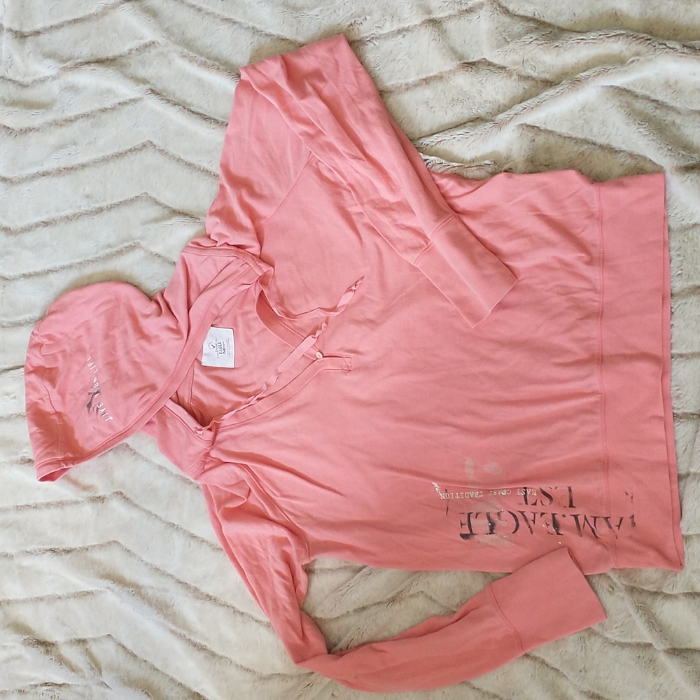 American Eagle coral hooded long sleeve shirt